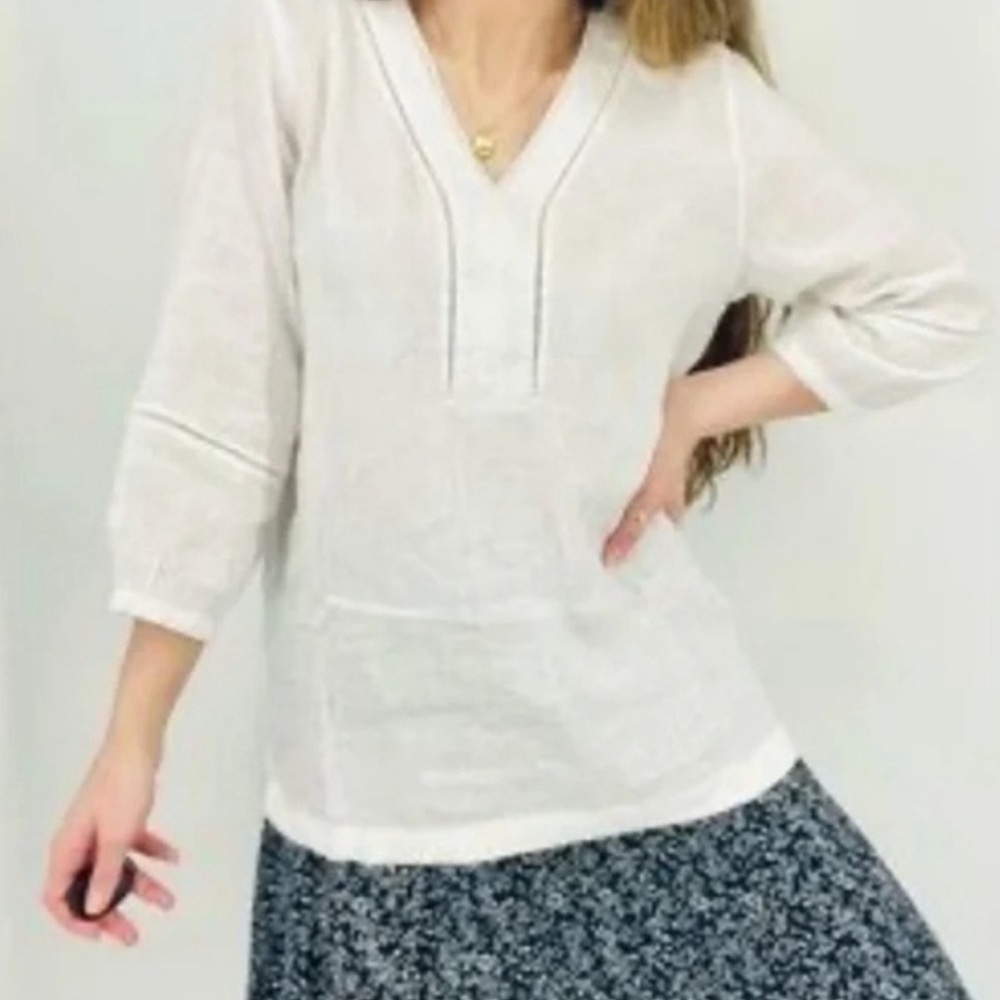 Joie 100% Linen V Neck Top Size Small